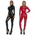 thumbnail image 3 of FEOYA Women's Shiny PU Leather Bodysuit Metallic (Women's Size XL), 3 of 4