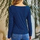thumbnail image 4 of Blusa Fruncida Manga Larga Color Puro Slim Fit Moda Elegante Mujer Fruncida Top Azul 3XL, 4 of 6