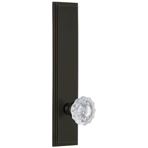 Grandeur Carver_Tp_Psg_238 Carre Solid Brass Rose Tall Plate Passage Door Knob Set -