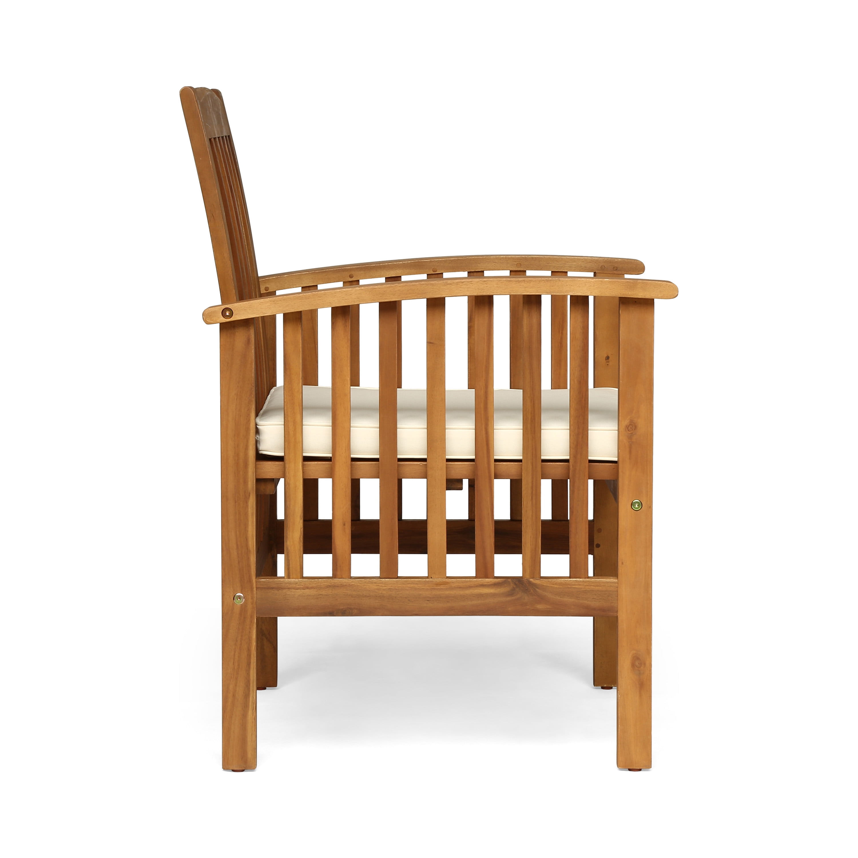 Acacia Wood Dining Chair Set of 2 with 2 Cushions, Brown