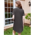 thumbnail image 2 of Ekouaer Nightgowns for Women Button Down Nightshirt Short Sleeve V Neck Nightdress Classic Boyfriend Sleepshirt, 2 of 5