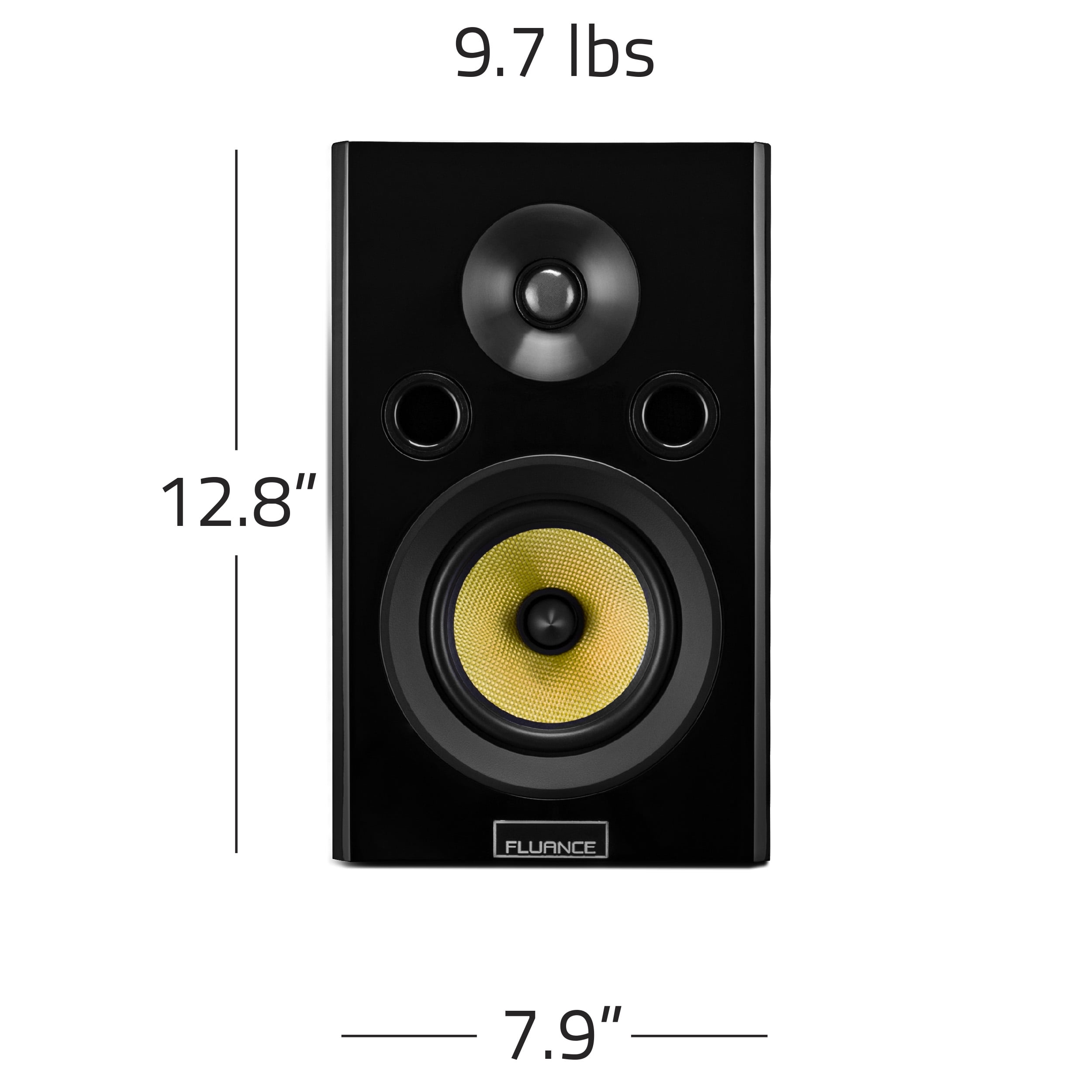 Fluance Signature HiFi 2-Way Bookshelf Surround Sound Speakers for 2-Channel Stereo Listening or Home Theater System - Black Ash/Pair (HFS)