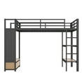 thumbnail image 4 of Euroco Full Size Loft Bed with Built-in Desk, Shelves and Wardrobe, Solid Bed with Bookcase and Pegboard for Kids Teens Bedroom, Black, 4 of 12