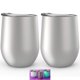 thumbnail image 2 of Vaso de copa de vino sin tallo de acero inoxidable, paquete de 2, 12 oz | Juego de dos vasos de vino aislados al vacío de doble pared con tapas para café, vino, cócteles, helados | Sin sudor, a prueba de óxido, 100 % libre de BPA Vhermosa SNFLD1189, 2 of 4