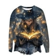 thumbnail image 4 of Lcziwo Good Witch Sweater for Women Happy Halloween 2025 Fall Fashion Outfits Long Sleeve Round Neck Loose Tops Witch Print Horror Movie Pullover Multicolor,M, 4 of 5