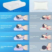 Bed Pillow, Cervical Pillow for Neck Pain Relief, Memory Foam Neck Pillow for Sleeping, Contour Cooling Pillow for Side Sleeper, Adjustable Orthopedic Sandwich Pillow