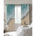 thumbnail image 2 of Blackout Curtains for Bedroom, Beach Coastal Room Darkening Window Drapes for Living Room, Summer Nautical Starfish Aqua Beige Thermal Insulated Grommet Curtains, 52x45 inch, 2 Panels, 2 of 9
