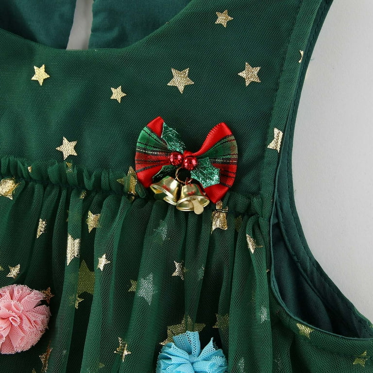 yocbz Girls Dress Layered Tulle Ruffle Sleeveless Christmas Dress