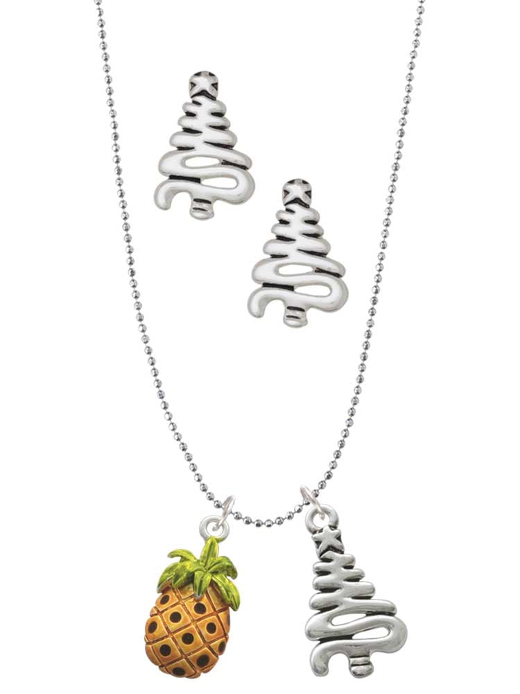 Delight Jewelry Silvertone Pineapple Birthday Crystal Charm Bead