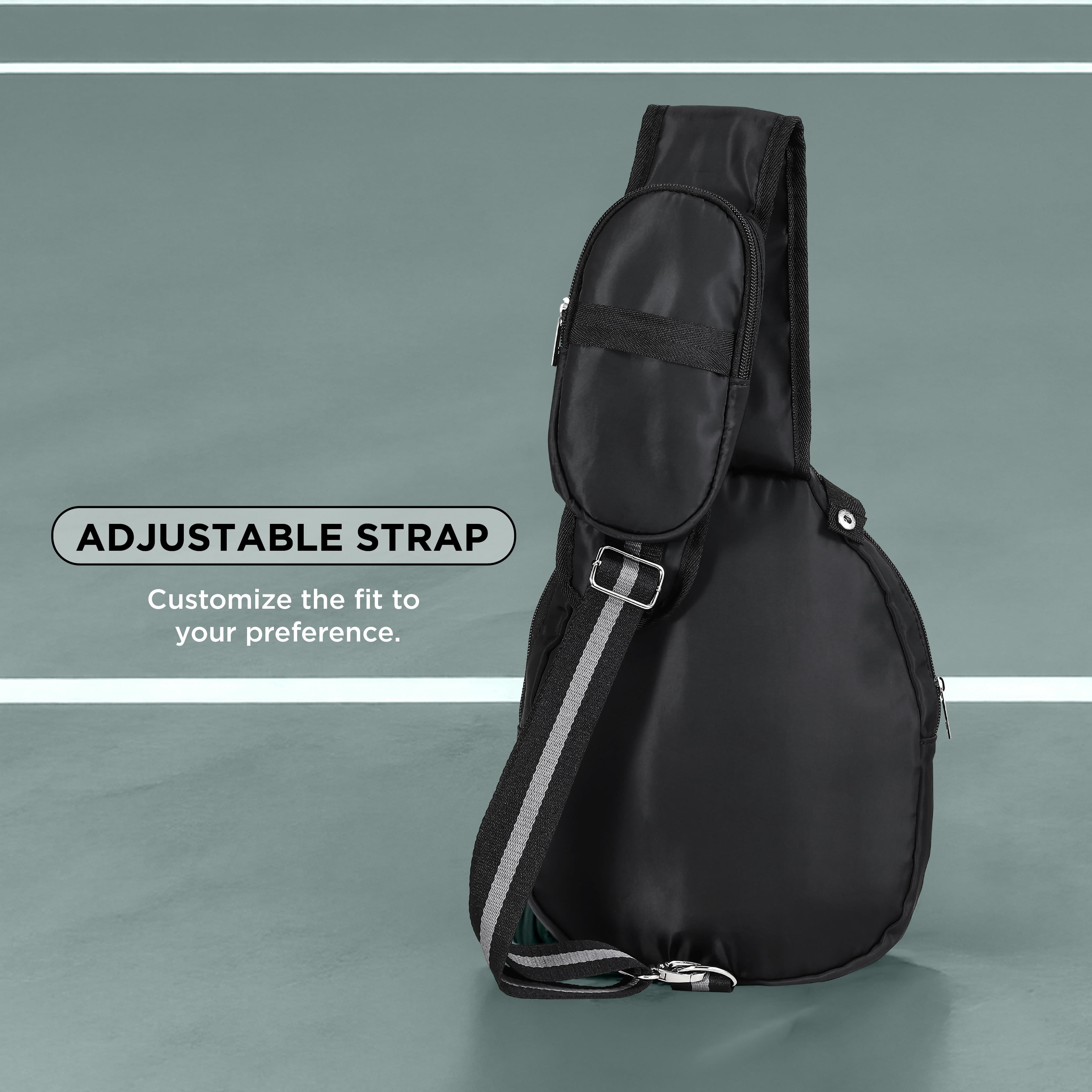 Prince Cross Body Paddle Bag, Black– Lightweight Sling Pickle ball & Paddle Sports Bag