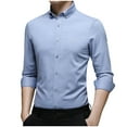 thumbnail image 2 of Utoimkio Men's Ice Silk Work Shirts Casual Lightweight Long Sleeve Button Down Solid Dress Shirt Summer Formal Shirt Tops for Men, 2 of 8