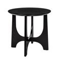 thumbnail image 5 of Royard Oaktree Round End Table with Wood Grain, Minimalist Side Table w/Adjustable Feet, Black, 5 of 6