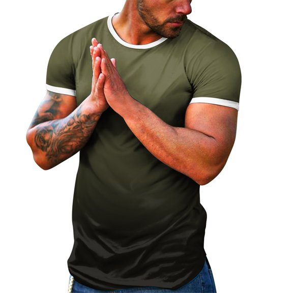 Sngxgn Men's Soft T-Shirt Classic Fit Lightweight Cooling Short Sleeve Casual Basic Shirt(Army Green,L)