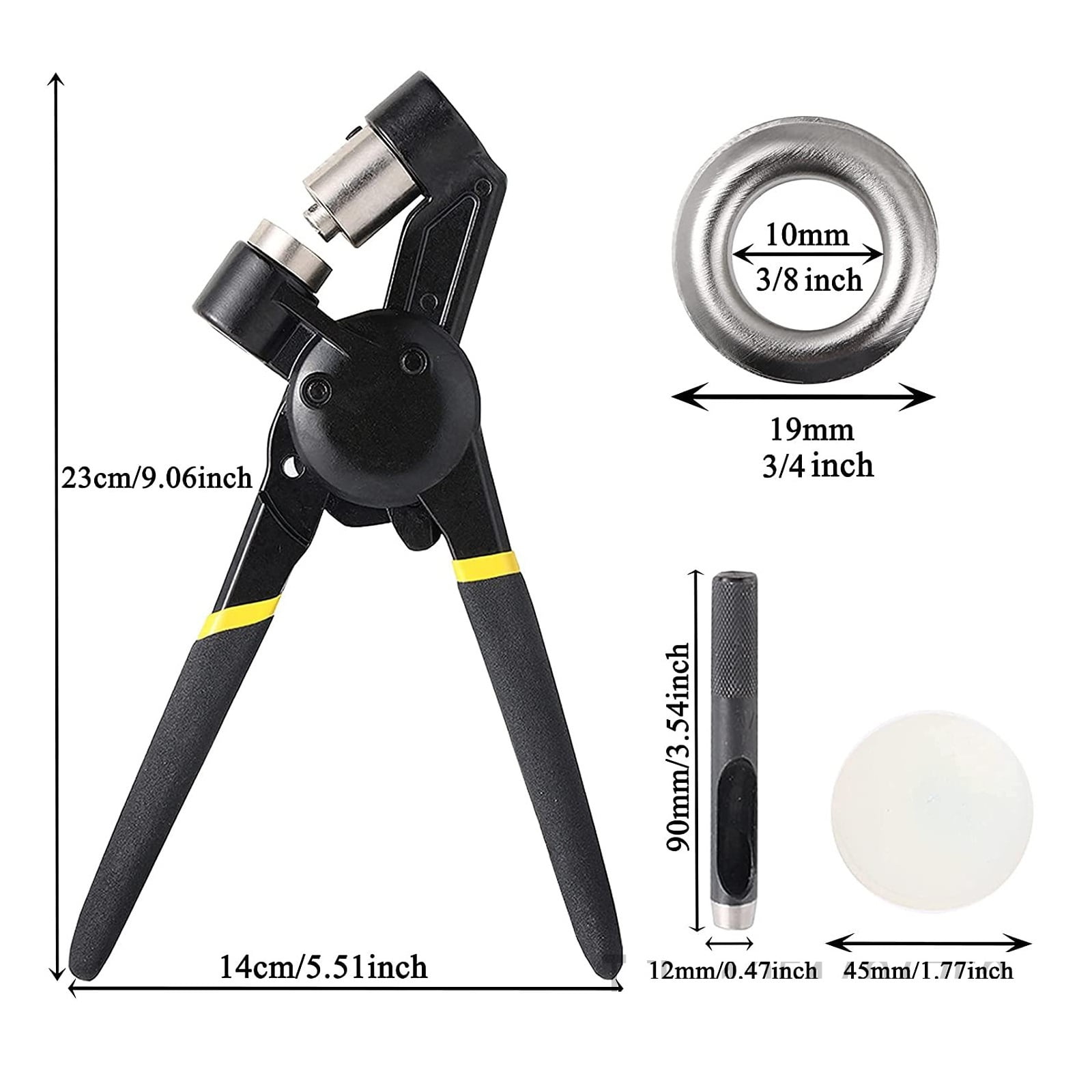 3/8Inch 10mm Grommet Plier Kit Grommet Hollow Hole Punch Tool Black Hand Press Handheld Eyelet Setter ,Widely Use