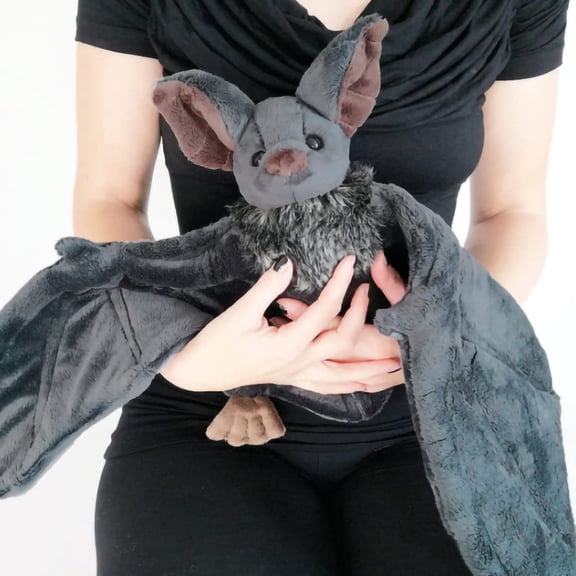 VMWMSSR Grey Bat Stuffed Animal Plush Toy, Soft Fluffy Gothic Bat Stuffed Pillow Doll Cute Halloween Plush Decor For Bedroom Sofa Party Holiday Gift(Grey-24.80")