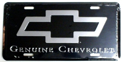 CHEVROLET LICENSE PLATE RED BOWTIE BLACK CHEVY SIGN EMBOSSED METAL CAR TRUCK