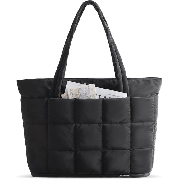 Lohol Expandable Tote Bag for Women, Puffer Work Tote Water-Resistant Quilted, Nurse and Carry-On Travel Gym Bag