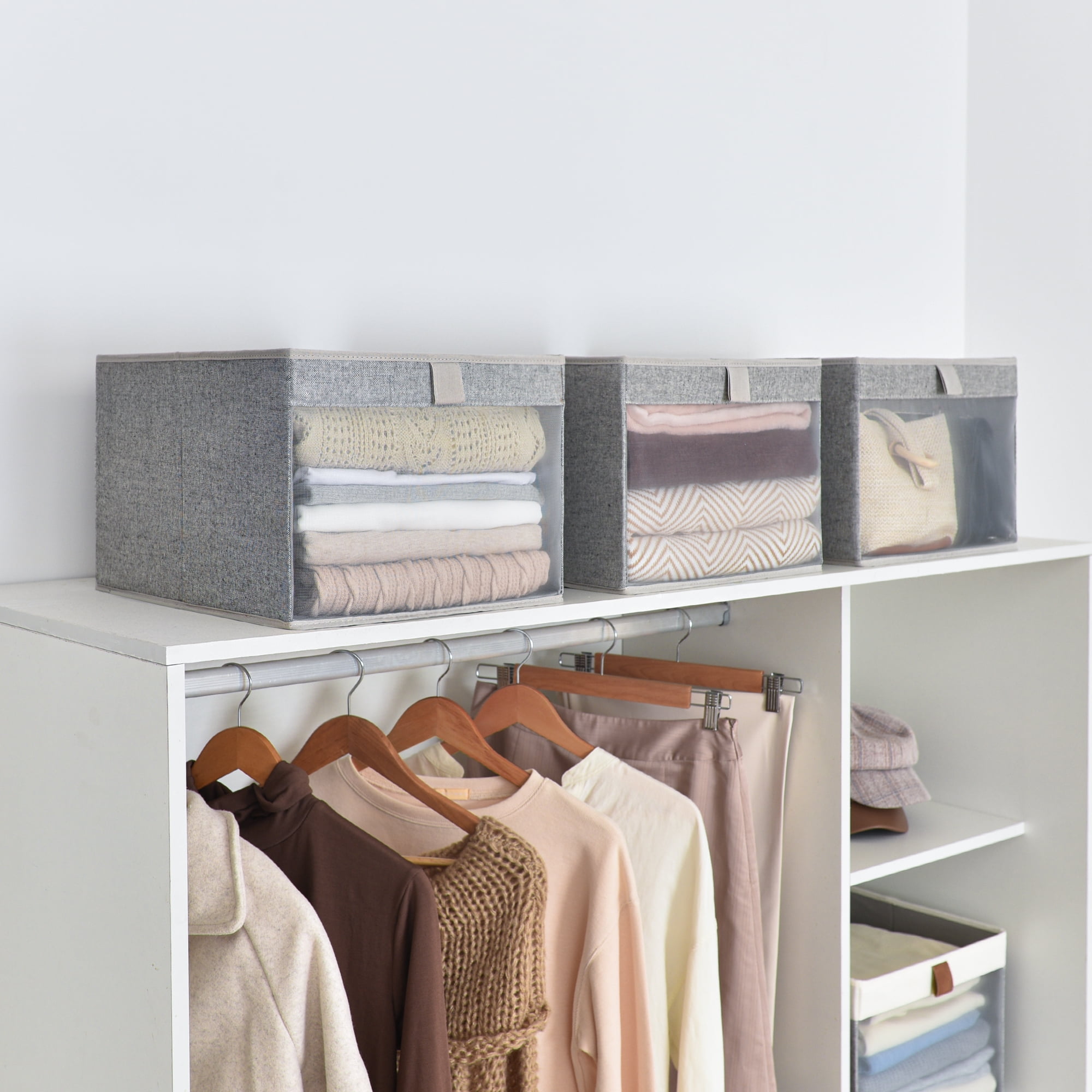 Storage Boxes for Shelves, Closet Storage Bins, Gray, 11.6'' W x 12.4' –  STORAGEWORKS