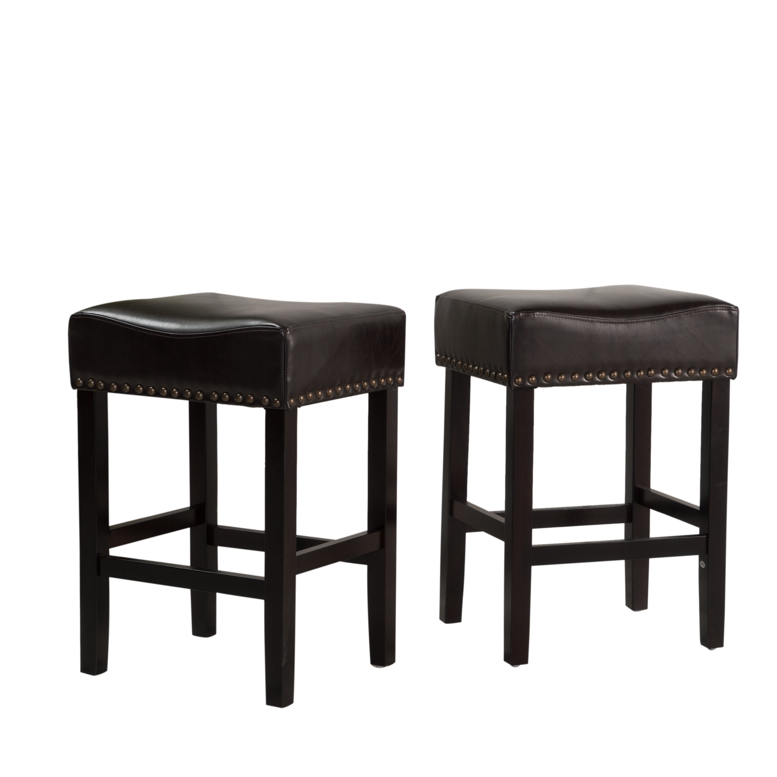 Angela Backless Black Leather Counter, Backless Bar Stools Leather