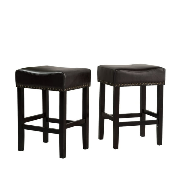 Angela Backless Black Leather Counter Stool (Set of 2)