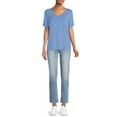 thumbnail image 3 of Time and Tru Women's Washed Scoopneck Top, Sizes XS-XXXL, 3 of 5