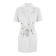 thumbnail image 5 of ZZwxWA Women's Sexy Puff Short Sleeve Blazer Dresses Notched Lapel Double Breasted Casual Belted Work Office Mini Dress, 5 of 6