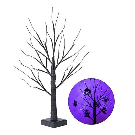 

HLONK Enchanting Led Birch Tree Light Halloween Party Scene Decor Glowing Ornaments for Desktop Prop for Layouts Spooky Home