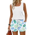 thumbnail image 2 of GILIGEGE Vacation Outfits for Women Elastic Waist Graphic Shorts and Sleeveless Tops 2 Piece Sets Hawaiian Outfits Scoop Neck Tank Tops and Beach Shorts Set Floral Short Set Bermuda Boho Shorts White, 2 of 7