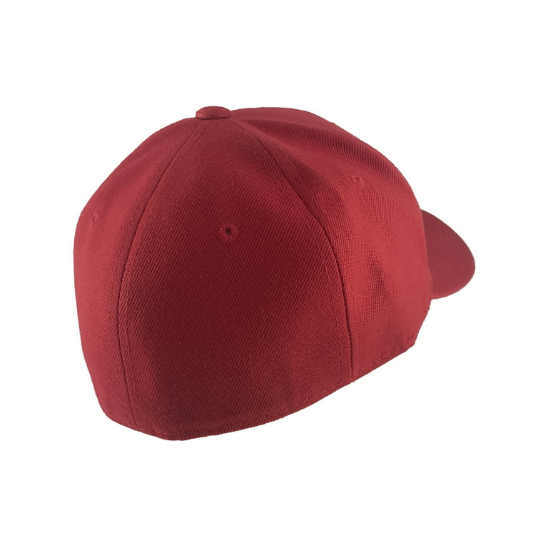 Blank Fitted Curved Cap Hat, 7 1/4 Red