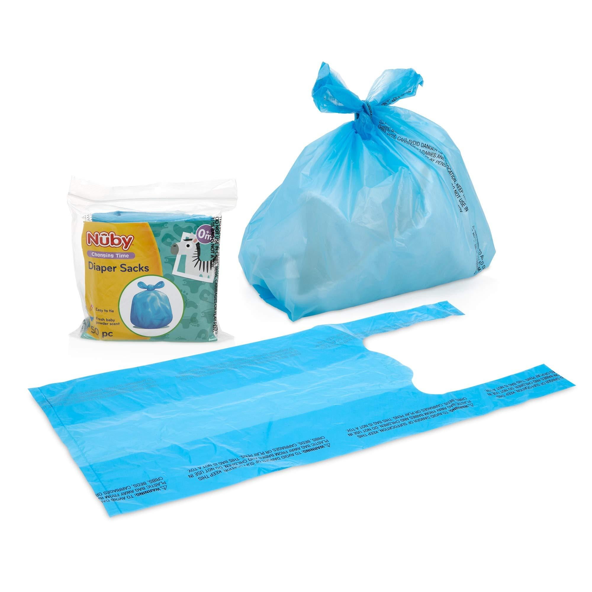 Nuby Diaper Disposable Bags, Fresh Baby Powder Scent, 6 Pack (50 Count Each Pack), 300 Count
