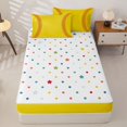 thumbnail image 4 of Erosebridal Classic Softball Stitch Zipper Twin Comforter Sets with Fitted Sheet and 2 Pillowcases,Yellow Ball Print Zipper Bedding Set For Boys,Polkadot Reversible,4-Piece, 4 of 7