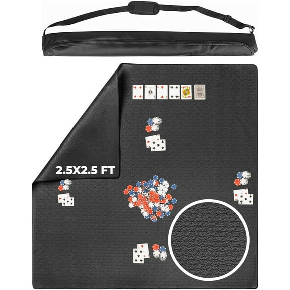 Feltectors Board Game Mat for 32 x 32 in Tables, Mahjong Mat with Carrying Bag- Black