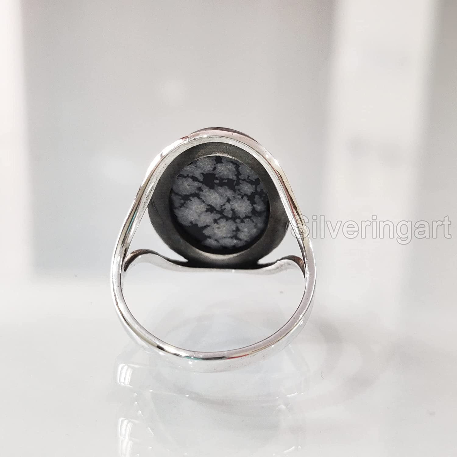 Size 7.5 Big Mahogany Obsidian Statement Ring in Fine Silver / Foxlark