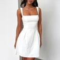 thumbnail image 4 of Vestido Mini Sin Mangas para Mujer (2025), Escote Cuadrado, Espalda Descubierta y Lazo Vestido de Fiesta Corto Crema XL, 4 of 10