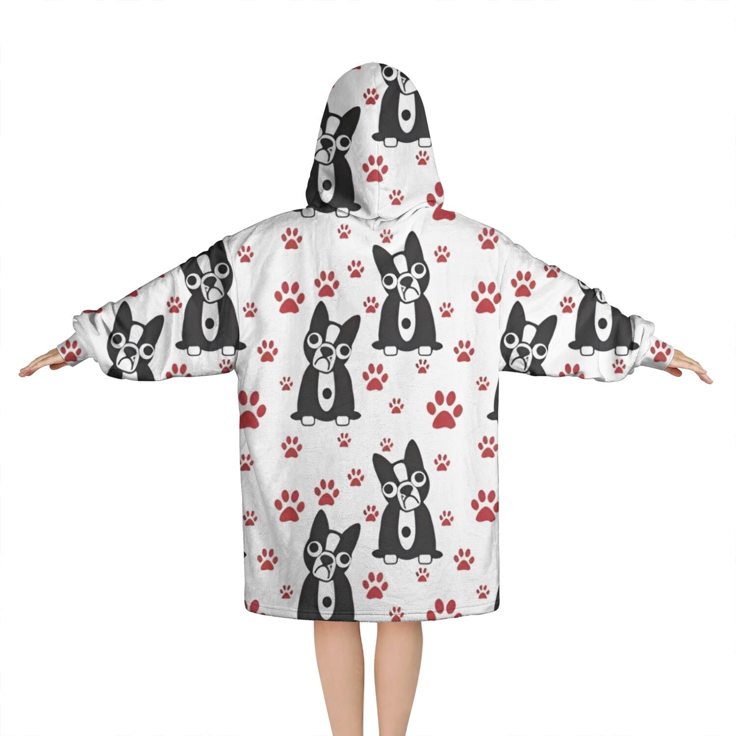 Boston Terrier Puppy Dog Blanket Hoodies for Kids 6-13YR Oversize Wearable Blanket Hoodies for Boys Girls Teens