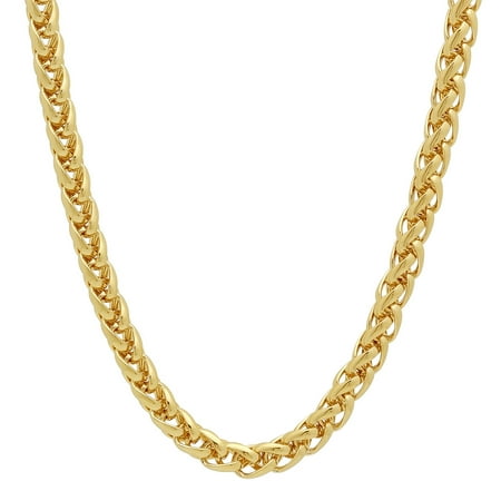 5mm 14k Gold Plated Wheat Chain + Microfiber Jewelry Polishing Cloth