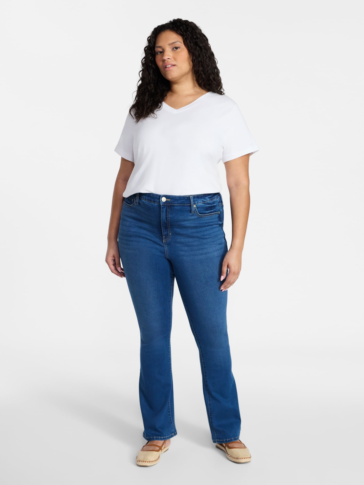 Terra & Sky Women's Plus High Rise Bootcut Jeans, Sizes 16W-28W