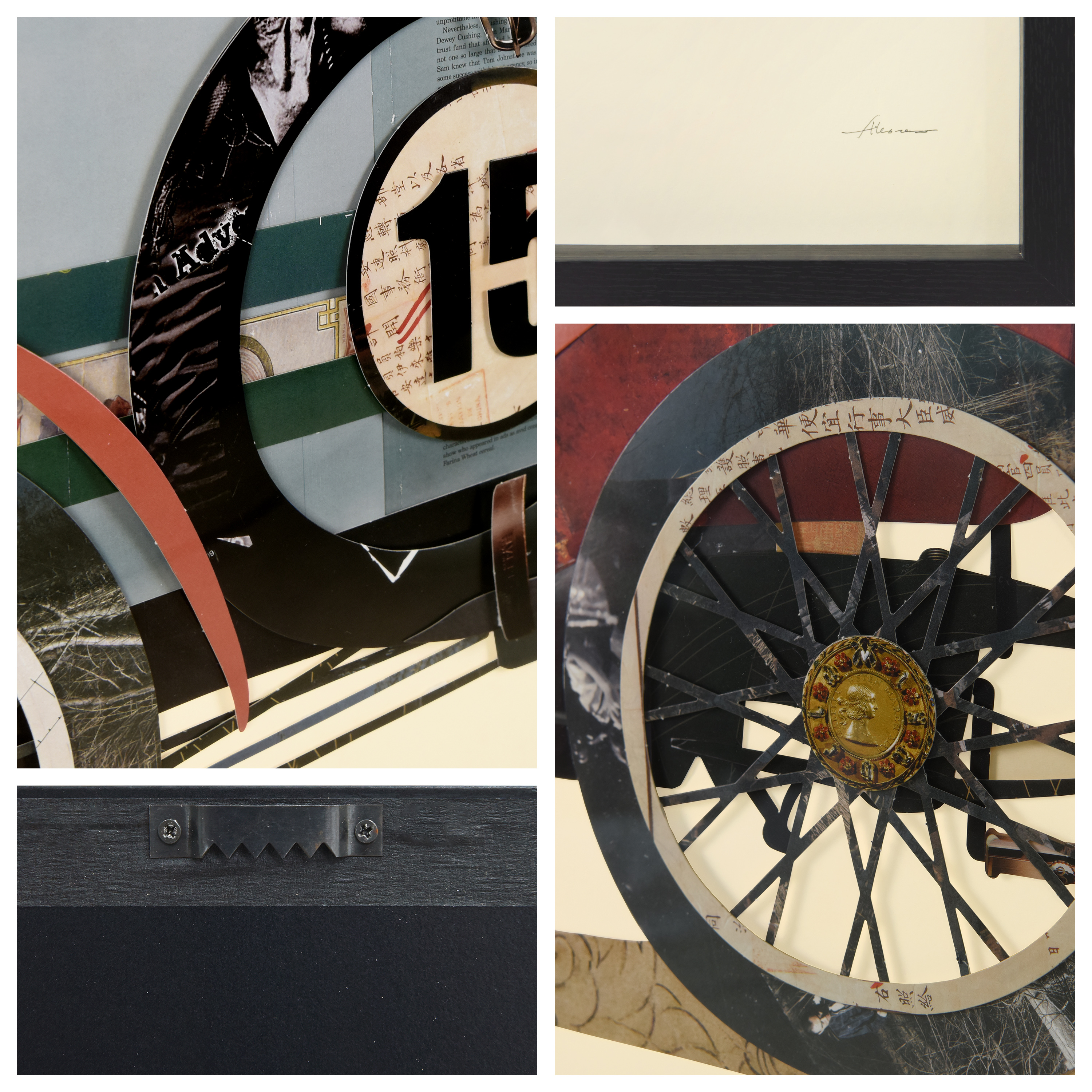 Empire Art Direct Antique Automobile #1 Dimensional Collage Framed Graphic Art Under Glass Wall Art, 25" x 48" x 1.4", Ready to Hang