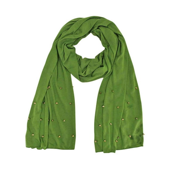 Green Jersey Knit Scarf Wrap With Spikes