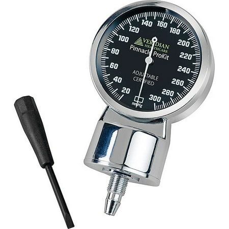 Pinnacle ProKit Gauge, Chrome-Plated, Black Gauge Face with Luminescent Dial and Needle, Adjustable