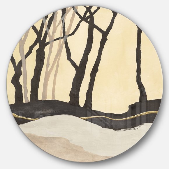 Designart 'Forest Silhouette IV' Geometric Metal Circle Wall Art