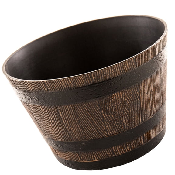 Toyvian Dark Brown Resin Planter for Garden Decoration, Outdoor Flower Pot, 1 Set