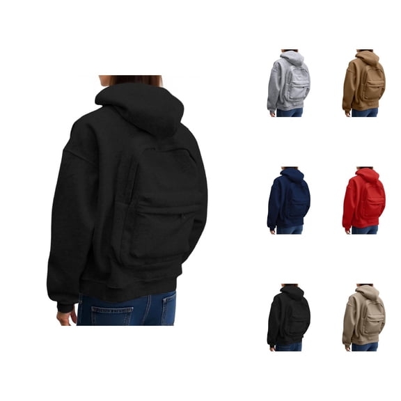 Women's Backpack Hoodie 2026 Fall Winter Casual Plain Zip Up Hooded Sweatshirt with Pockets Jacket Coat