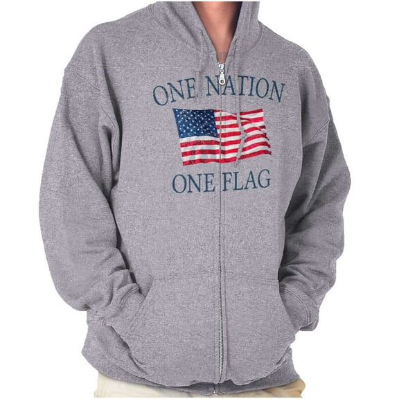 One Nation Distressed Flag USA Pride Zip Up Hoodie Men's Women's Brisco Brands S