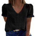 thumbnail image 1 of Hauts d'Été en Dentelle pour Femmes Manches Courtes Col en V Blouses à Pois Suisses, 1 of 8
