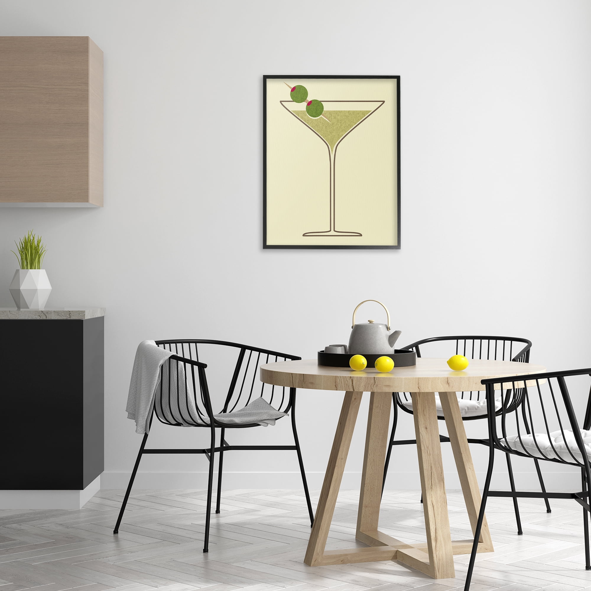 Stupell Industries Martini with Olives Food & Beverage Painting Black Framed Art Print Wall Art, 24 x 30