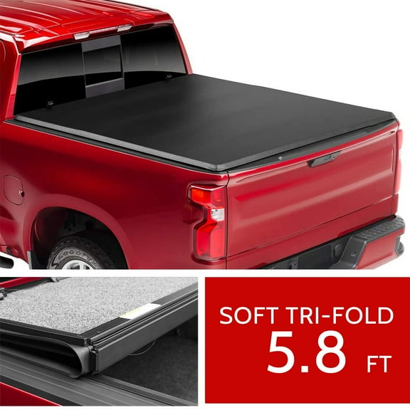 ECCPP Soft Tri-Fold Truck Bed Tonneau Cover Compatible For Chevrolet Silverado 1500 2019 20 21 22 23 2024 For GMC Sierra 1500 2019-2024 5.8 ft Bed