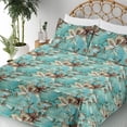 thumbnail image 3 of Ambesonne Vintage Tropical Fitted & Flat Sheet with Shams 4 Pcs Set, Exotic Petals Art, Queen, Turquoise Pastel Brown, 3 of 5