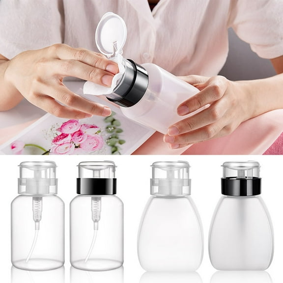 Walbest 250ml (8.8 oz) Press Bottle Push Down Empty Pump Dispenser for Nail Polish & Makeup Remover Liquid Bottle, Leak-proof Plastic Press Pumping Empty Bottle