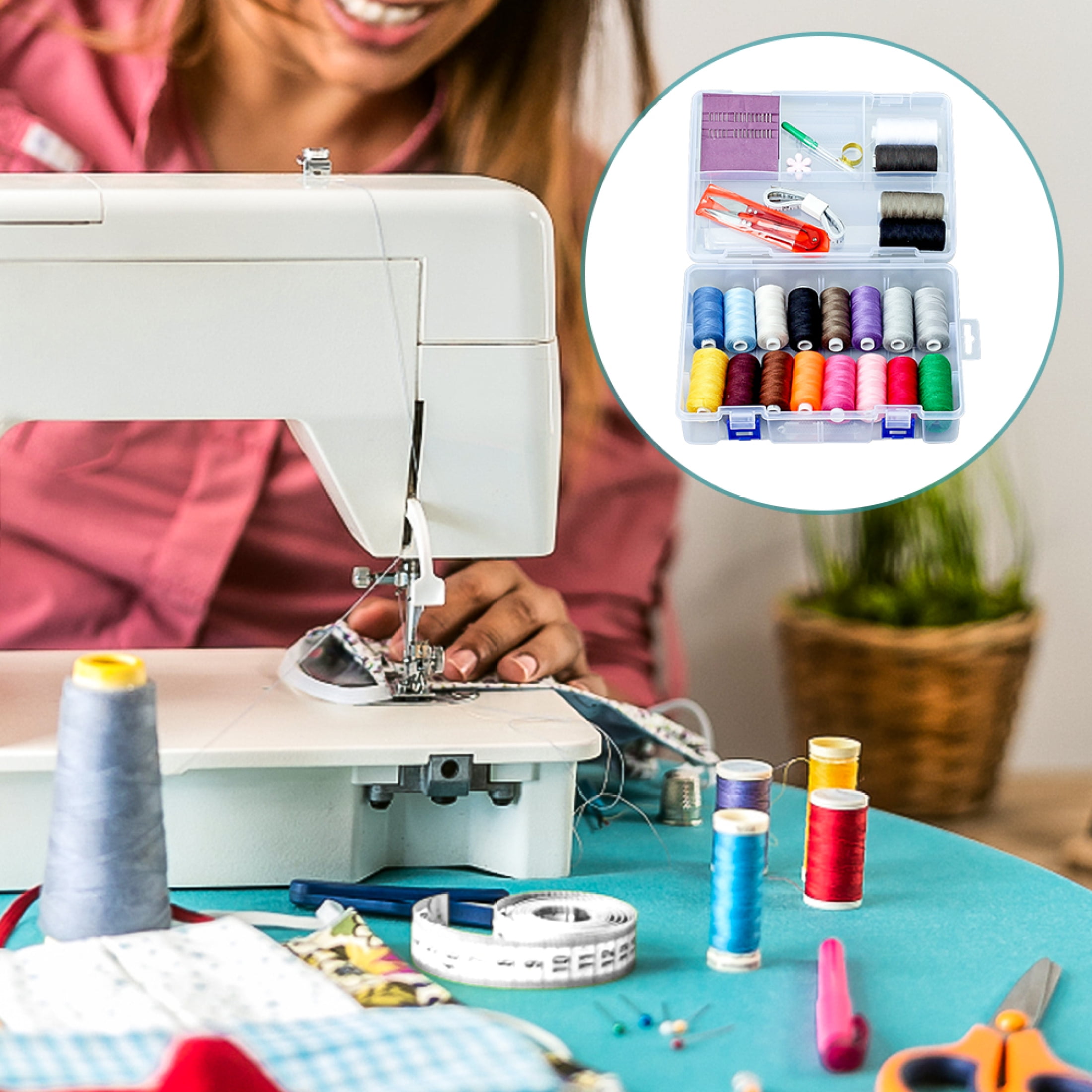 Household Sewing Kit Multi Functional Portable Sewing Box Travel Emergency Sewing  Repair Kit For Silk Denim Wool Leather Type 1